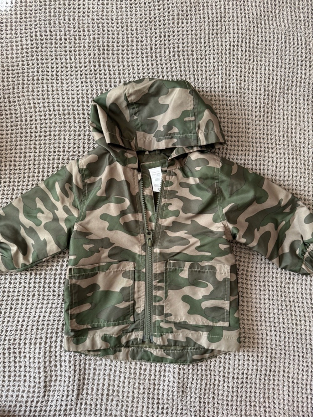 Simple Joys by Carter’s Toddler Camo Hooded Rain Jacket - Green Beige Camouflage